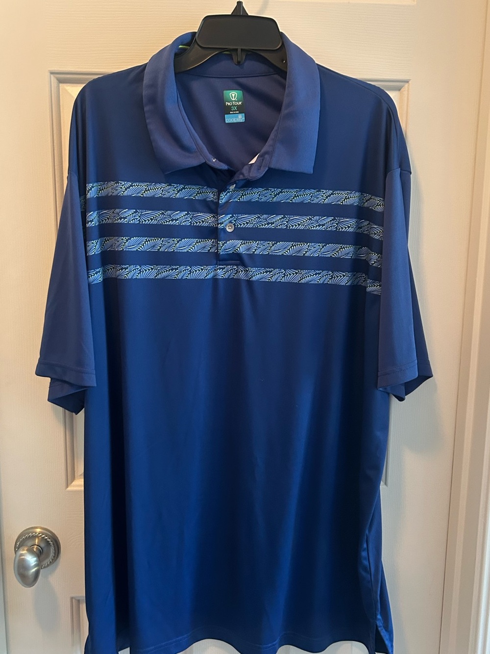 Blue Men's Polo Shirt with Striped Chest -